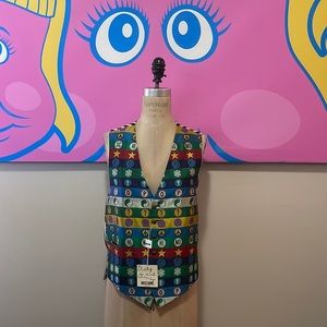 Moschino Cheap Chic Men's Silk Peace Sign Vest NWT THE NANNY
